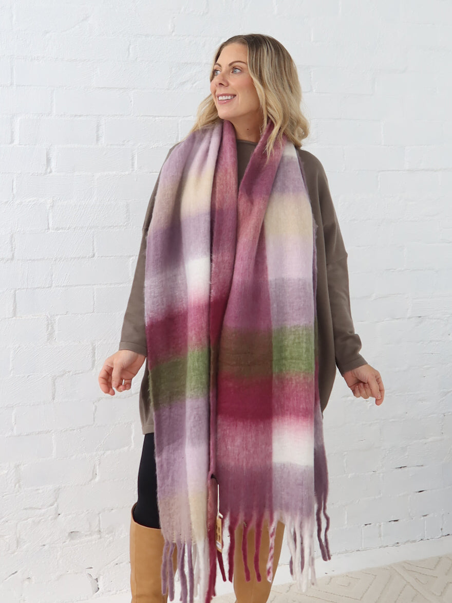 Neve Scarf - Purple/Pink/Green Check