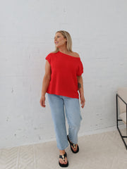 Mariah Knit Top - Red