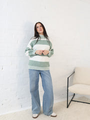 Jenna Knit - Sage/White
