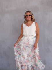 Georgette Skirt - Cream Floral