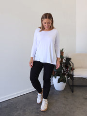 Milan 3/4 Sleeve Top - White