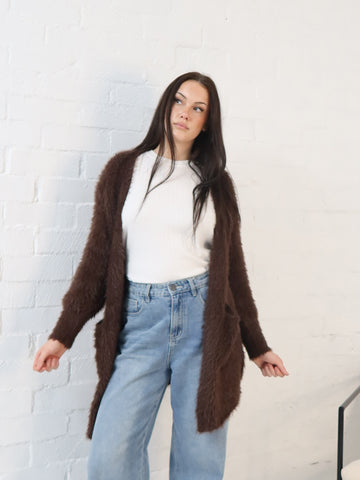 Flossy Cardigan- Chocolate
