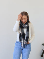 Maddie Scarf - Black/Tan/Grey