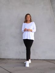 Milan 3/4 Sleeve Top - White