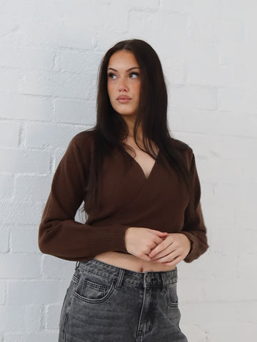 Dixie Wrap Top- Chocolate