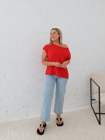 Mariah Knit Top - Red