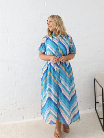 Alaia Dress- Multi Blue