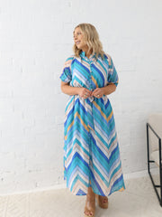 Alaia Dress- Multi Blue