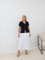 Asher Denim Skirt - White
