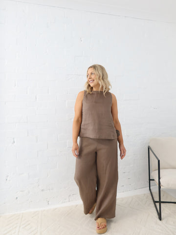 Andie Linen Pants - Mocha