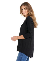 Milan 3/4 Sleeve Top - Black