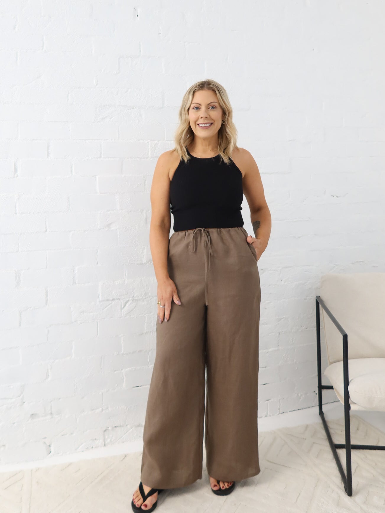 Andie Linen Pants - Mocha