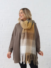 Neve Scarf - Tan/Mustard Check