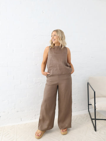 Andie Linen Pants - Mocha