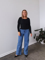 Selma Long Sleeve Knit Top - Black