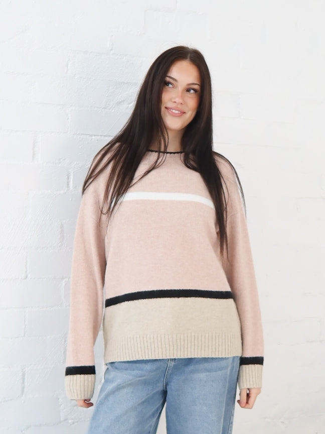 Sally Knit- Pink/Beige