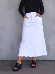 Asher Denim Skirt - White