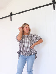 Tibby Blouse- Black Gingham