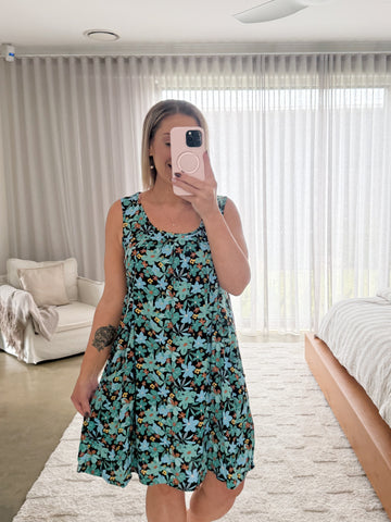 Coraline Dress- Blue Flower