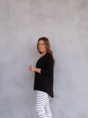 Milan 3/4 Sleeve Top - Black