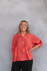 Mimi Blouse - Burnt Coral Swirl