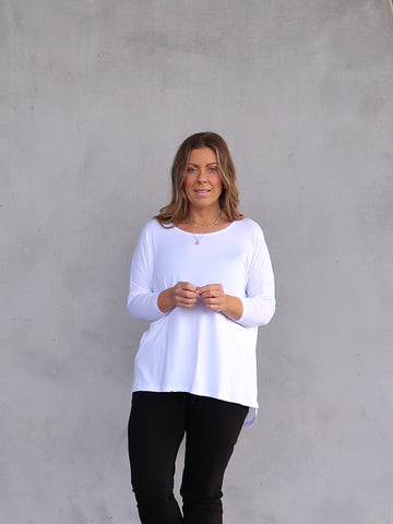 Milan 3/4 Sleeve Top - White