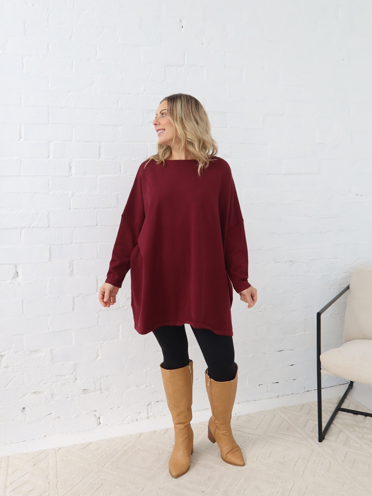 Avery Knit -Burgundy