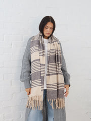 Olivia Scarf- Grey Stripe