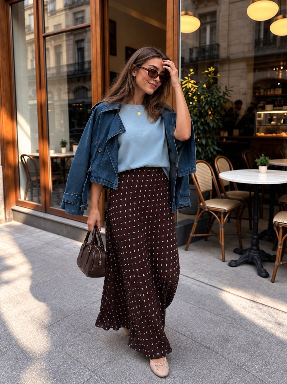 Polka Dot Skirt- Plum
