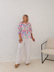Mimi Blouse - Blue/Pink