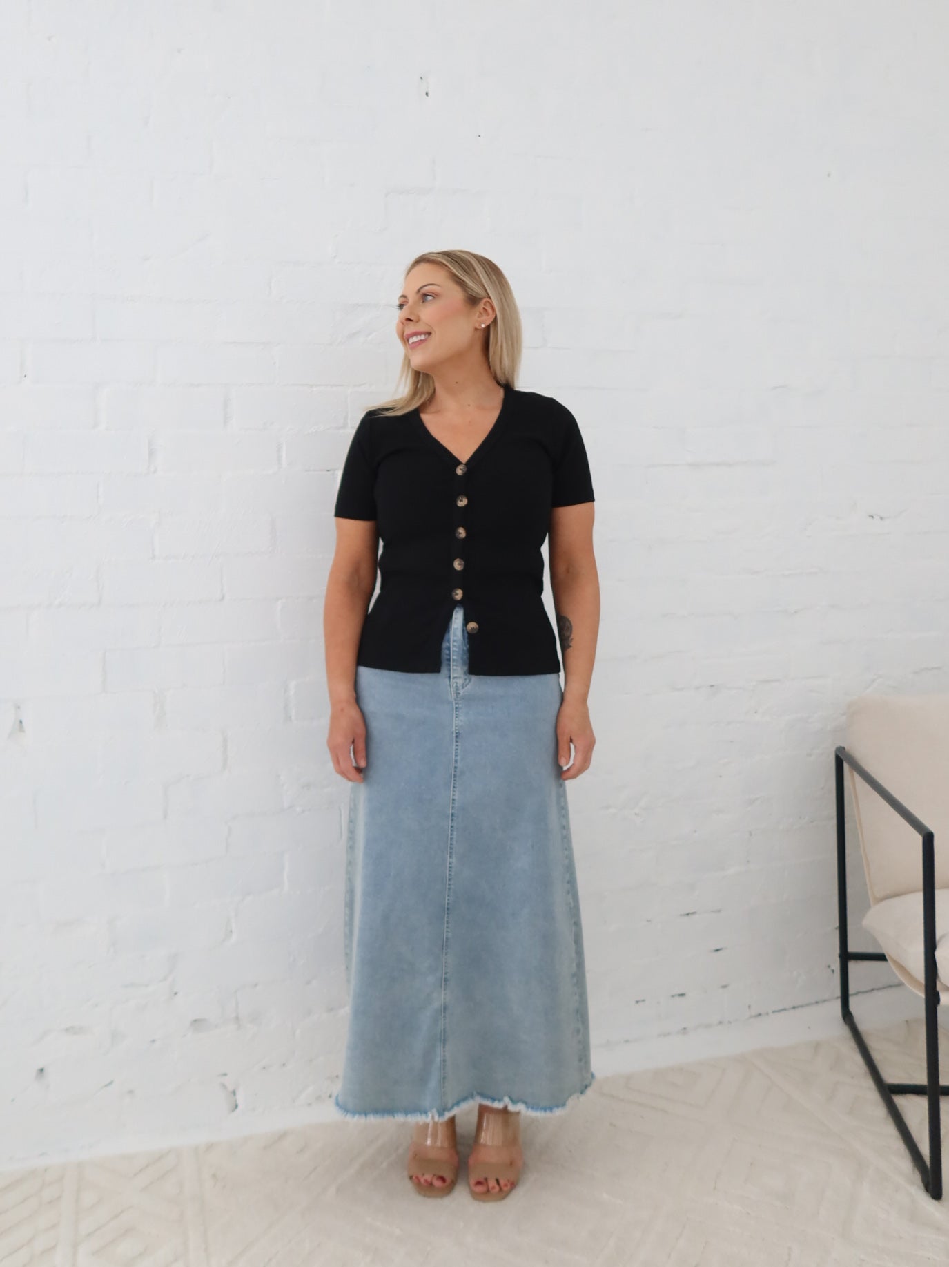 Asher Denim Maxi Skirt - Blue
