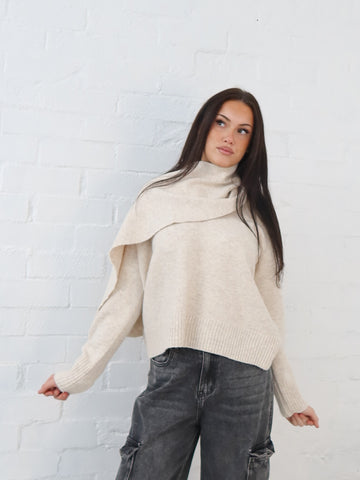 Calvin Scarf Knit- Cream
