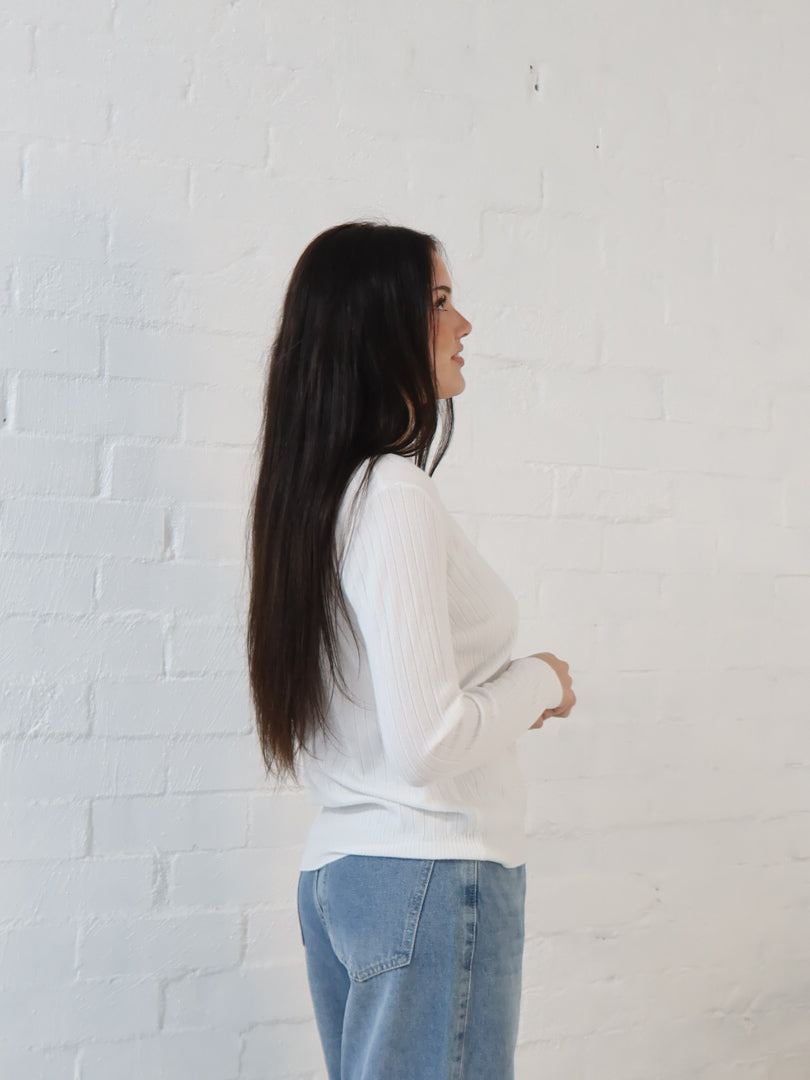 Adison Knit Top- White