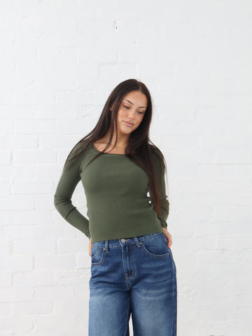 Selma Knit Top - Moss Green
