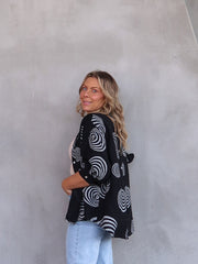 Mimi Blouse - Black Swirl