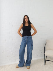 Paxton Cargo Jeans- Dark Blue