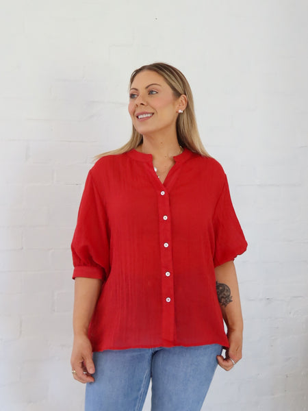 Mimi Blouse - Rich Red