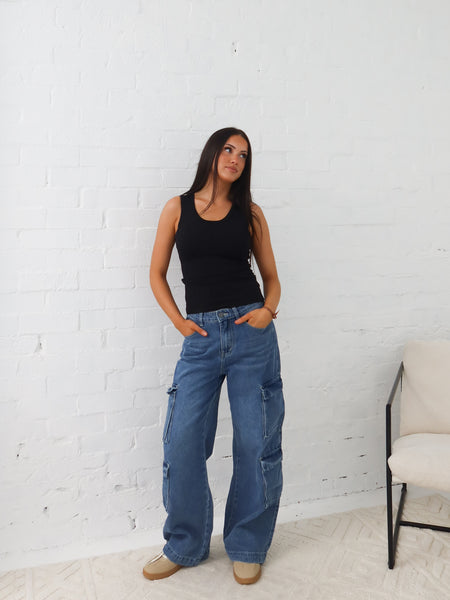 Paxton Cargo Jeans- Dark Blue