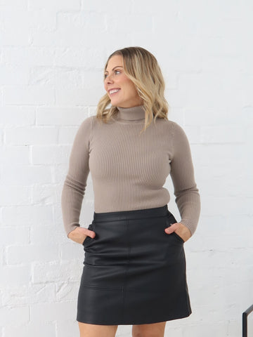 Angelique Turtleneck Knit- Mushroom