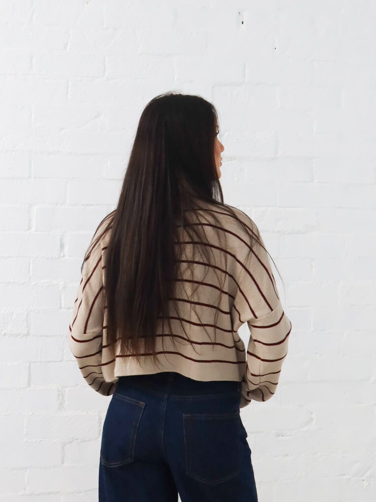 Fran Knit - Beige Stripe