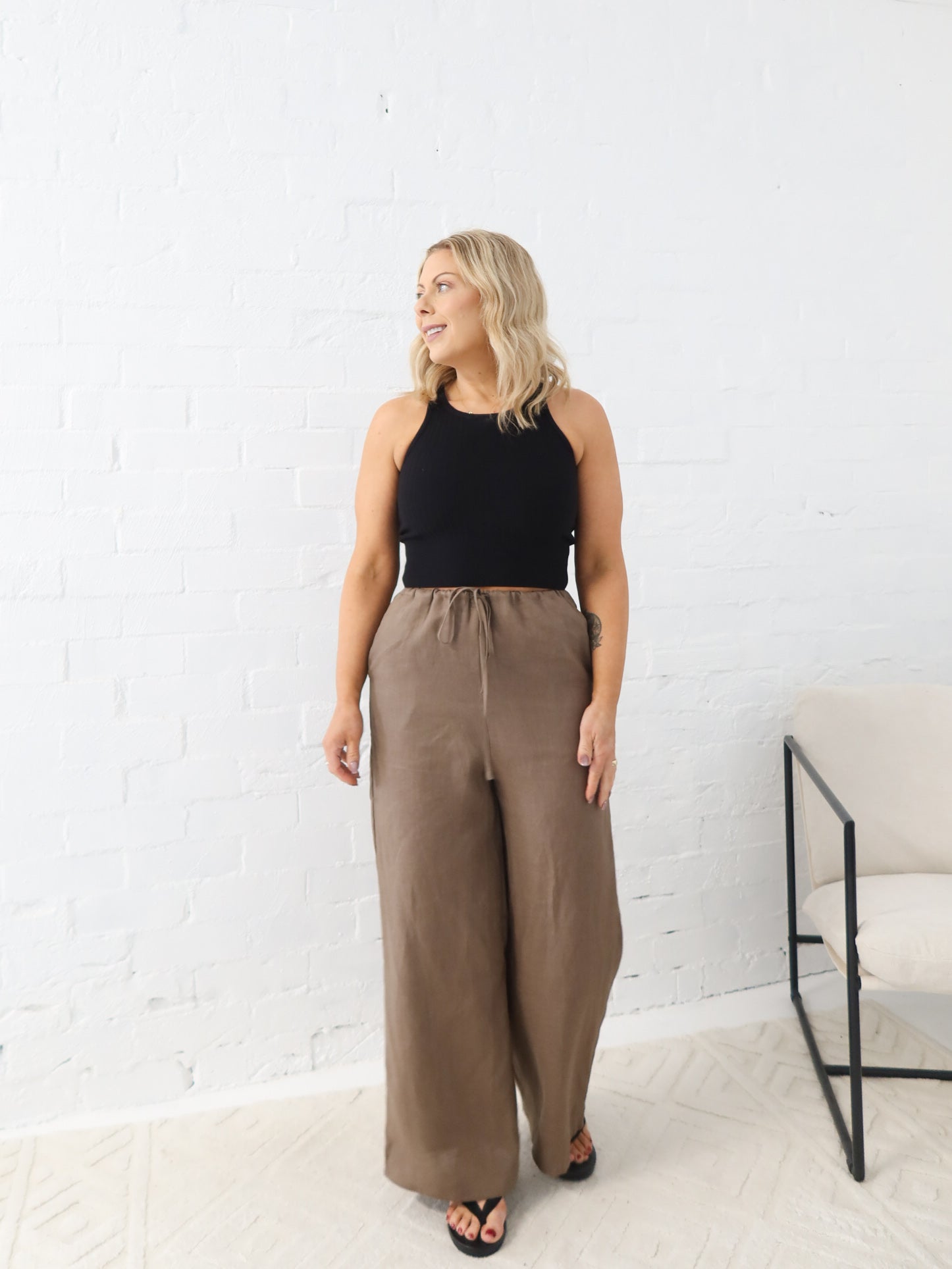 Andie Linen Pants - Mocha