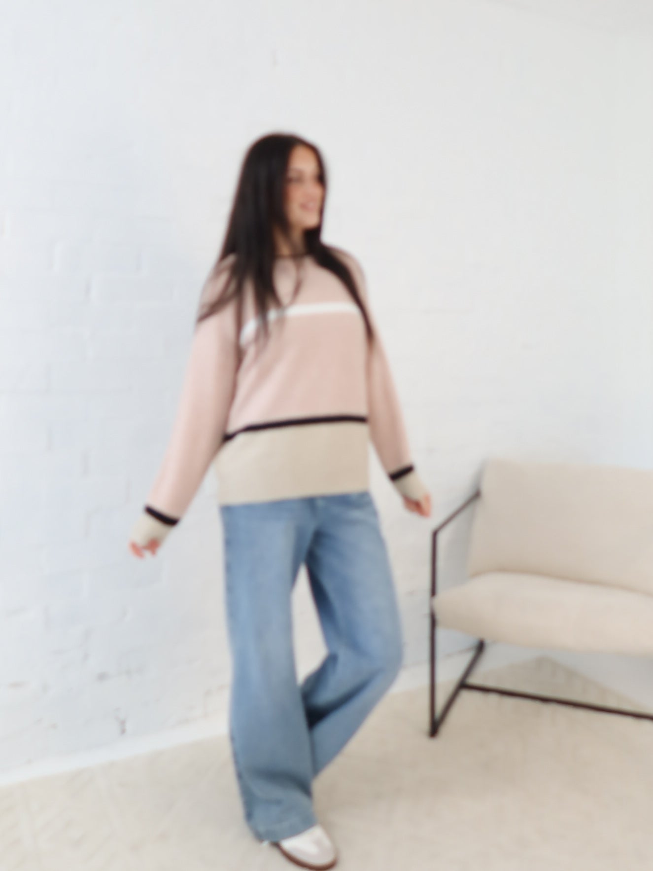 Sally Knit- Pink/Beige