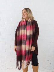 Neve Scarf - Chocolate/Pink Stripe
