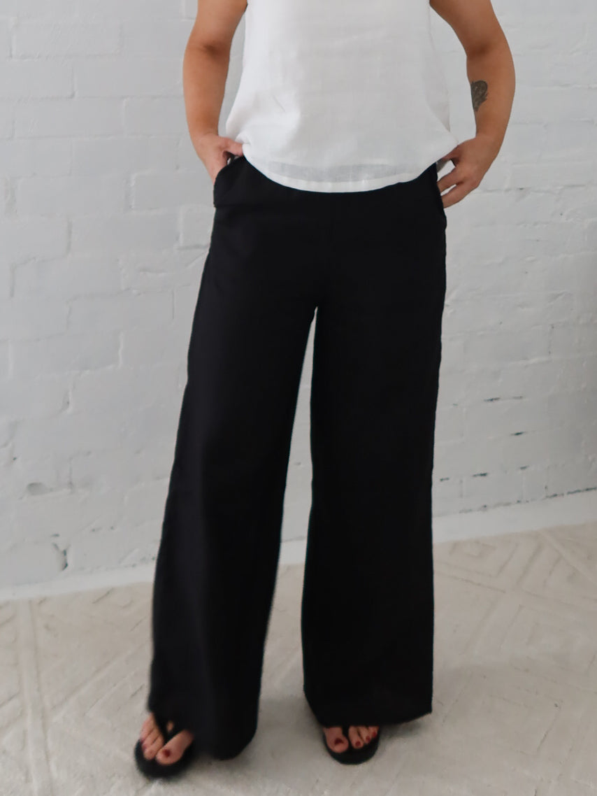 Andie Linen Pants - Black