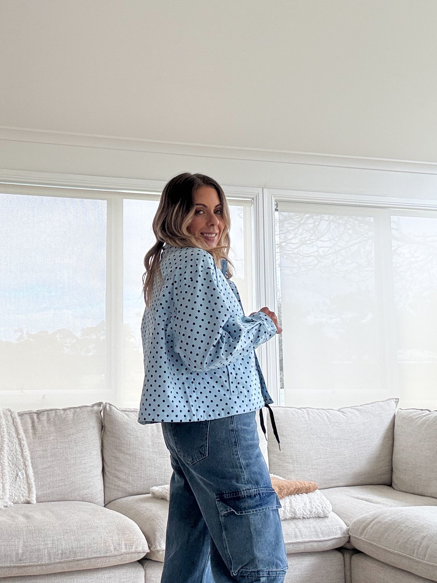 Polka Dot Jacket- Blue
