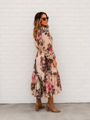 Bloom Dress- Beige Floral