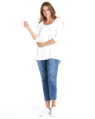 Milan 3/4 Sleeve Top - White