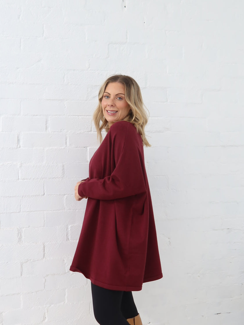 Avery Knit -Burgundy