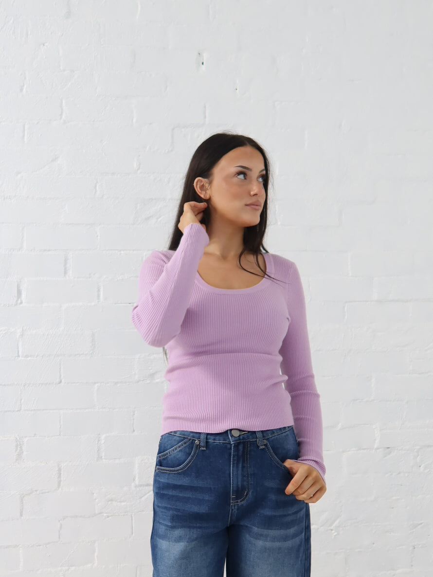 Selma Knit Top - Lilac