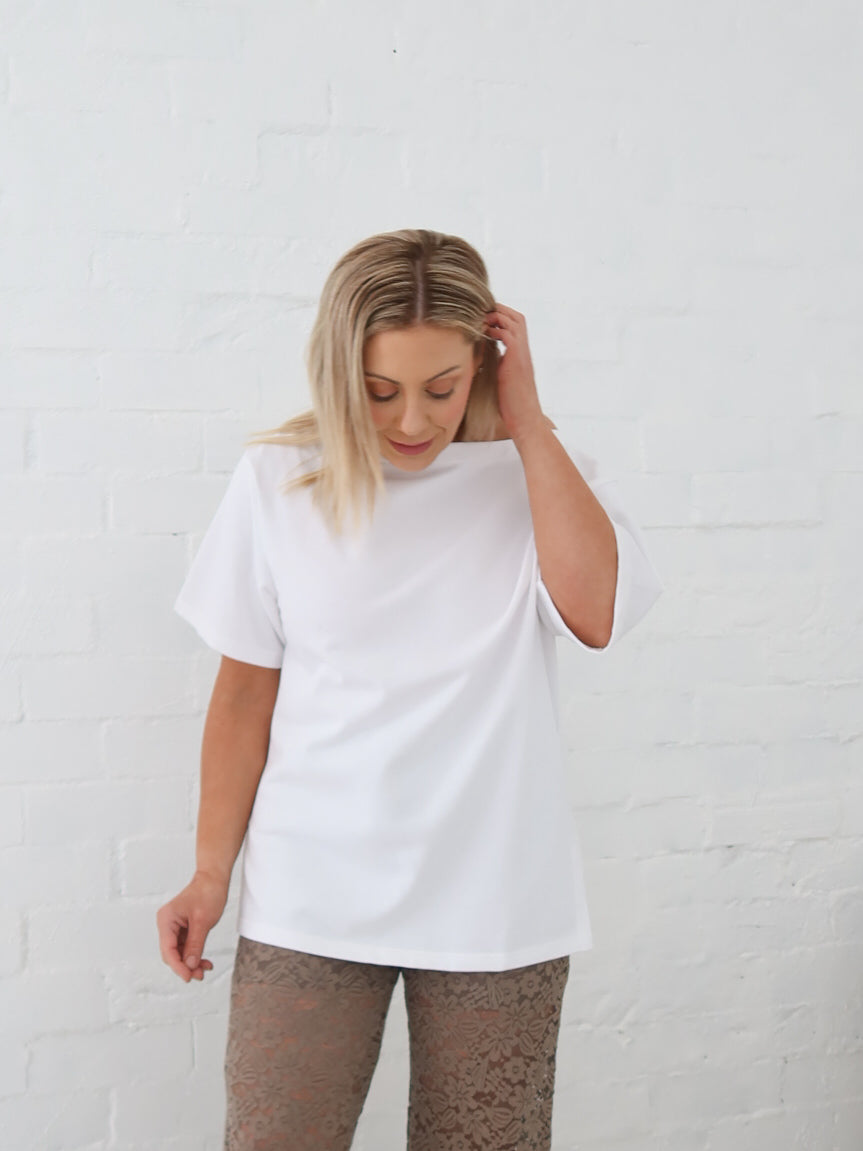 Myra Off Shoulder Tee- White